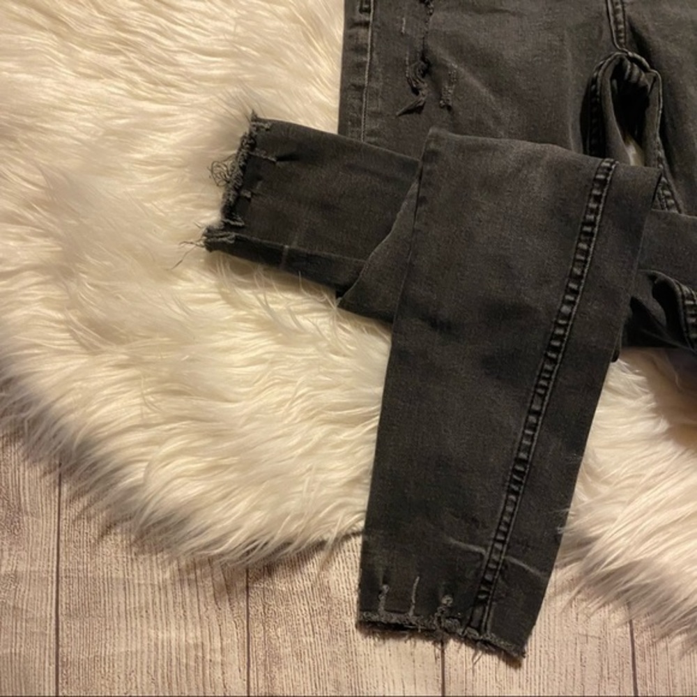 Zara Gray Frayed Destructed Skinny Jeans US 2 - Picture 3 of 10